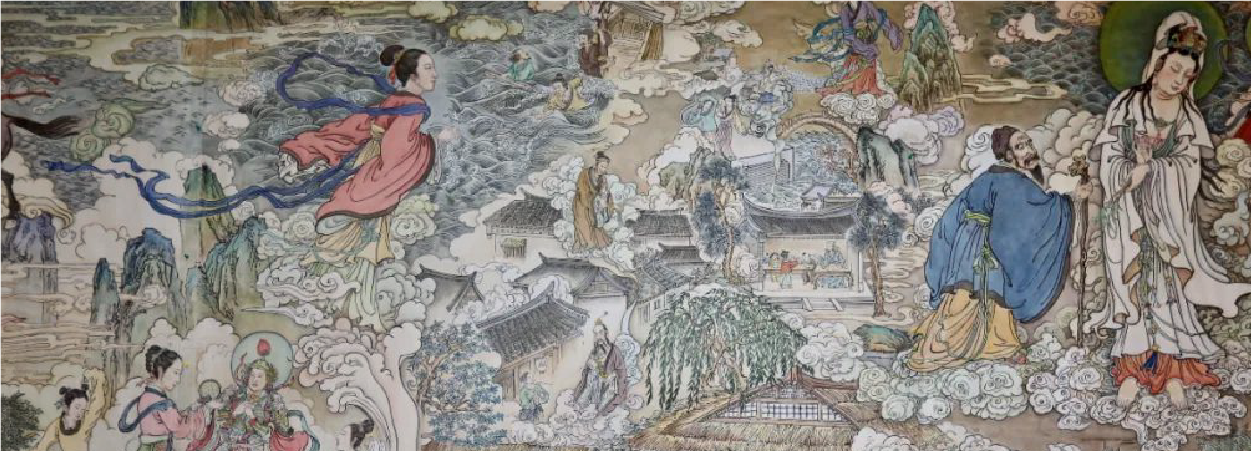 Illustrated mural about Mazu's imperial titles by dynasty.